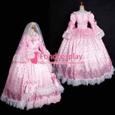 sissy Victorian Ball pink satin dress Tailor-made