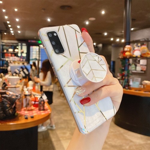 Empalme de mármol patrón TPU estuche protector con soporte plegable para Galaxy - Imagen 9 de 16