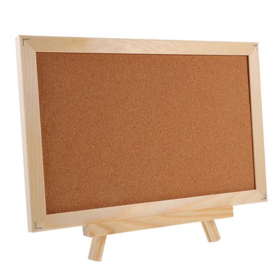 Desktop Cork Board with Wooden Note Double Side