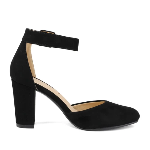 Coppie da sogno donna cinturino alla caviglia punta chiusa blocco grosso tacco alto pump scarpe - Foto 5 di 18