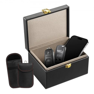 VEVOR Faraday Box Signal Blocking Holder for 5~8 Car Keys with 2 Key Bags Black£