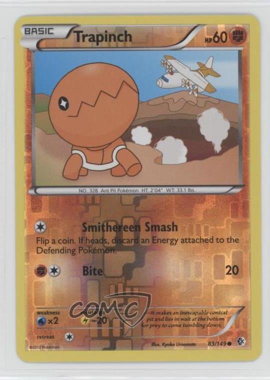 2012 Pokemon Black & White - Boundaries Crossed Reverse Foil Trapinch #83 0dk
