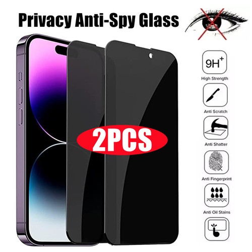 For iPhone 14 13 12 11 Pro Max Glass Privacy Tempered Screen Tempered Case - Foto 18 di 19