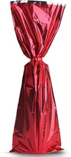MT Products Red Metallic Mylar Wine Gift Bags for Bottles - Pack of 25