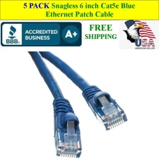 5 PACK 6 In Cat5e Blue Network Ethernet Patch Cable Computer LAN 1 Gbps 350MHz