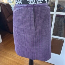 Vintage Esprit Purple Leather Trim Skirt 34 Inch Waist  Well Made Great Shape.