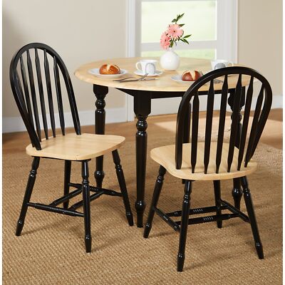 Simple Living Carolina Windsor Solid Wood Dining Chairs (Set of 2) Black/Natural