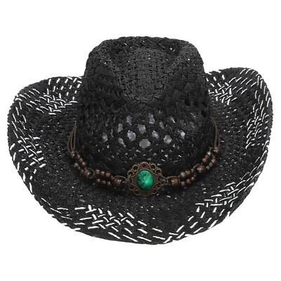 Adults Straw Hat Western Cowboy Hats Wide Brim Sun Cap Camping Headwear  Travel UK