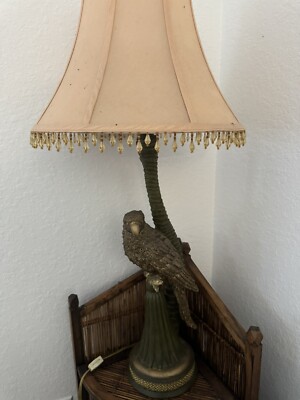 Large Resin and Metal Parrot Sculpture Lamp