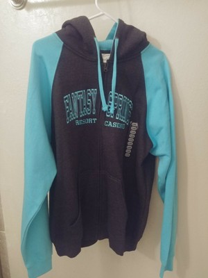 Fantasy Springs Resort Casino Sweat Shirt Hoodie Light Blue/Dark Gray XL