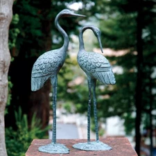 Cute Attractive Brass Love Cranes Pair Sculpture For Indoor Outdoor Decor