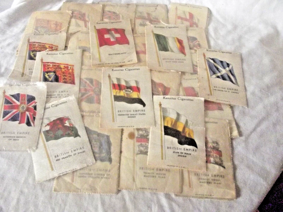 A Collection of 24 Antique 1930s Kensitas Cigarette  Silks Flags of the World - Image 3 of 4