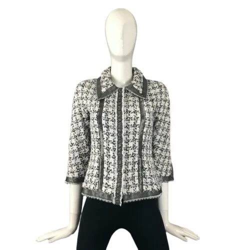 Auth Chanel Silk Lesage Dog Tooth Fantasy Tweed Wool Jacket Blazer Size FR34 XS - Picture 1 of 13