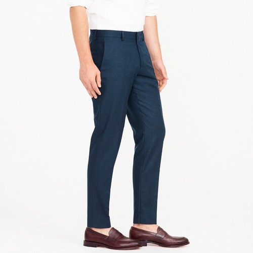 Pantalón de traje J.Crew Ludlow en franela de lana italiana jaspeada | 34/32 | Azul | $265 - Imagen 2 de 5