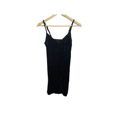 Kendall & Kylie Black Crushed Velvet Mini Dress S Sleeveless Bodycon