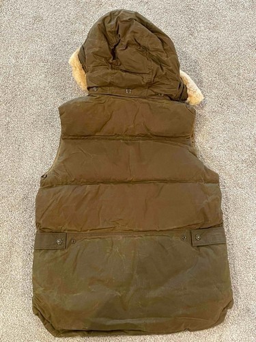 FILSON Womens Hooded Down Cruiser Vest Shelter Cloth Waxed Cotton Canvas M Olive - Picture 2 of 5
