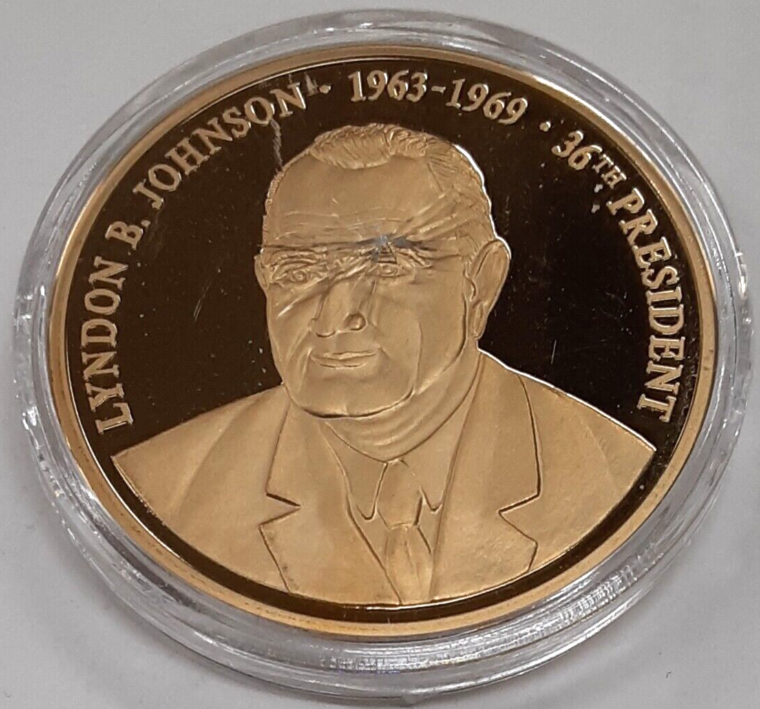 American Presidents- Lyndon B. Johnson 1963-1969 Gold Plated Proof