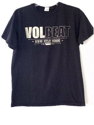 Volbeat Rewind Replay Rebound Logo Black T-Shirt Size M