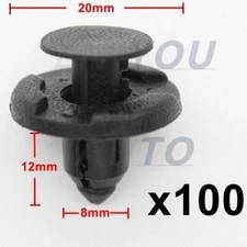 100pcs 8mm Fasteners Push-Type Bumper & Fender Liner Retainer Clips For Nissan