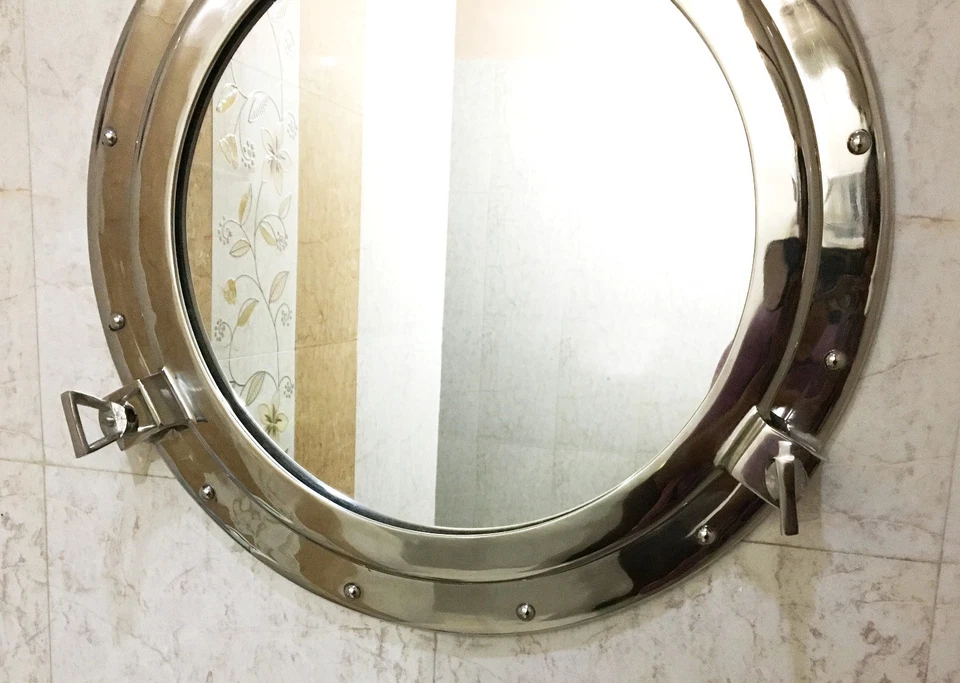 20" Porthole Mirror Chrome ~ Aluminum Porthole ~ Ship Porthole ~ Wall Decor - Image 2 of 4