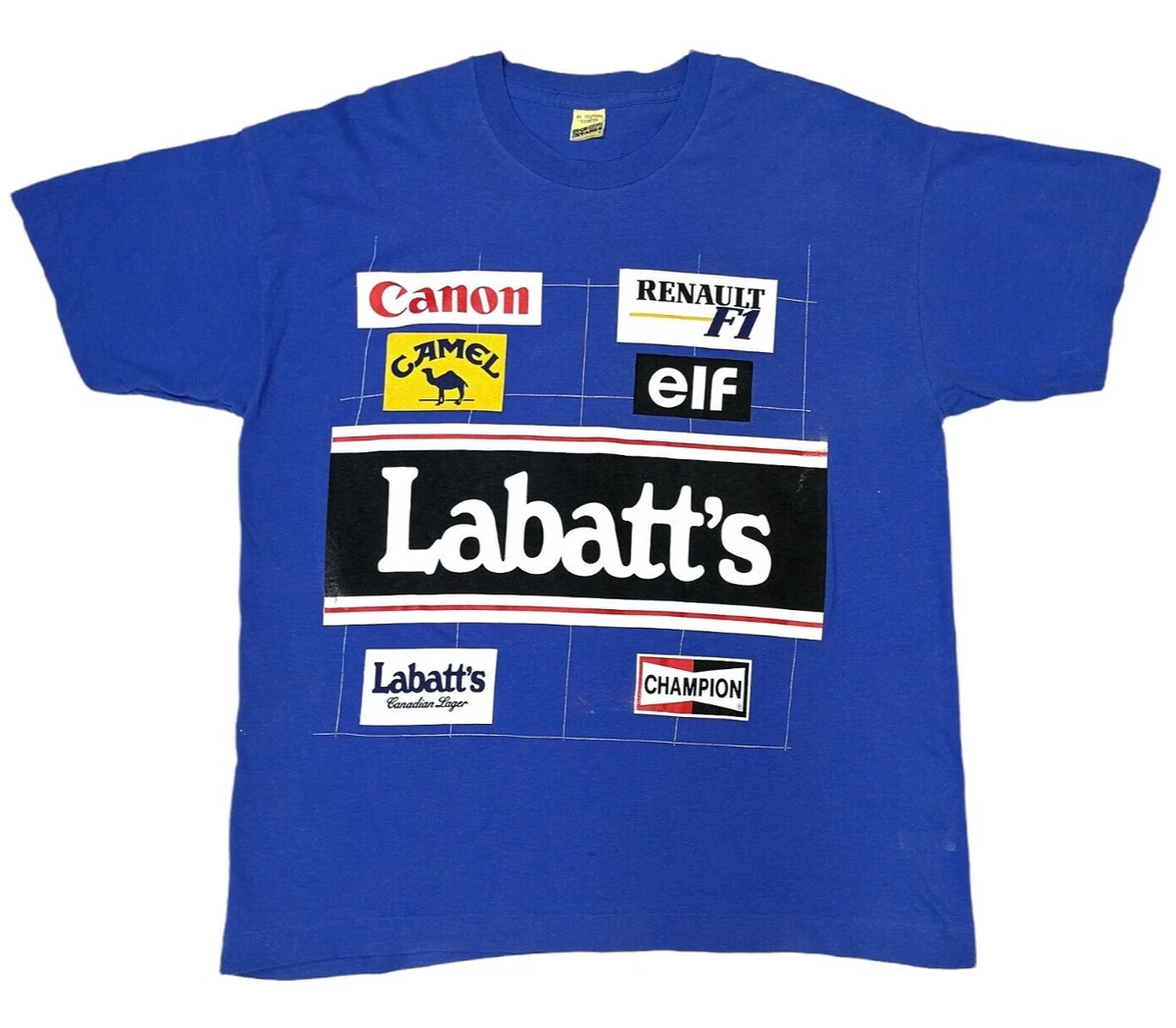 Vintage 90 s Renault Team Formula1 T Shirt Labatt s Elf Screen Stars size L XL