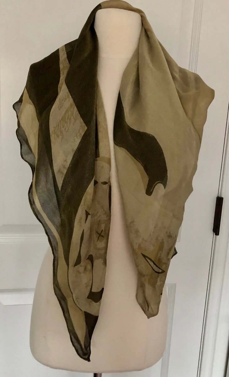 Donna Karan Collection Metallic Silk Words 2 Large Scarf Wrap