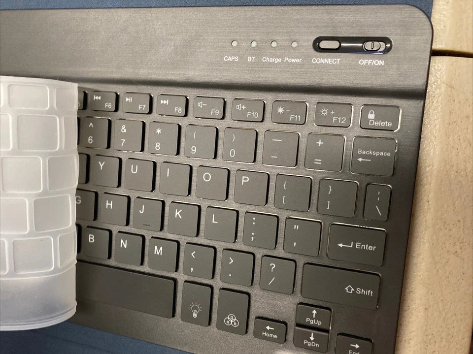 For 9.7 in Tablet Wireless Keyboard Soft Folio Leather Case Stand Cover Blue - Image 3 of 4