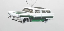 Christmas Ornament for 1955 Ford Ranch Wagon 8 Crate White Green