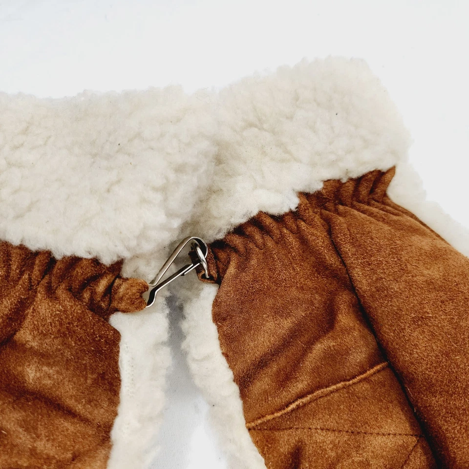 Vintage Fownes Suede Leather Shearling Mitten gloves in Sudan Brown One Size - Image 4 of 4