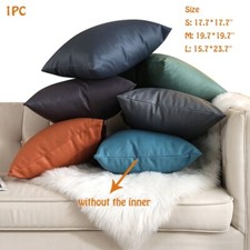 1PC Solid Faux Leather Cushion Cover Home Living Room Pillow Case Decoration New