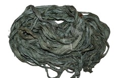 10 yards Recycled Sari Silk Ribbon Yarn Sage Green