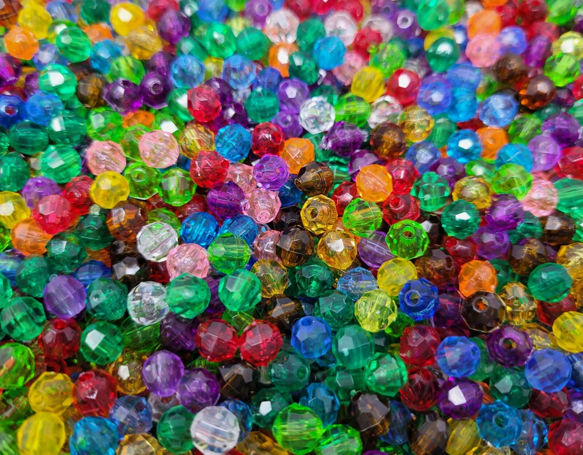 1,000 Pcs 6mm Round Crystal Faceted Plastic Acrylic Beads for