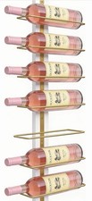 B4Life Wall Mounted Wood Wine Rack - 9 Bottles - Elegant Gold/White Home Decor