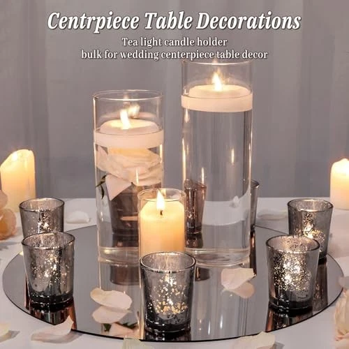 Juego de 24 candelabros votivos, candelabros de mercurio moteado para negro Foto 4 de 4