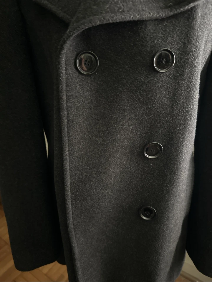 Abrigo de lana Charles Klein negro doble botonadura hasta la rodilla clásico para mujer talla 12 Foto 3 de 4