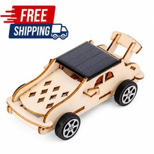 DIY Solar Powered Wooden Race Car STEM Science Educational Learning Toy for Kids