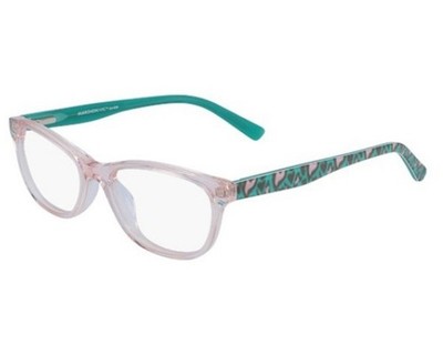 Marchon NYC Junior M-7501 Kids Eyeglasses Pink Clear Teal Heart Print 46-15-130