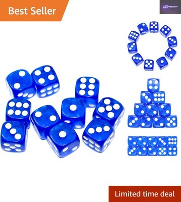 16 mm Acryl blau D6 Würfel - 10-teiliges Set für Matheunterricht und Tischspiele