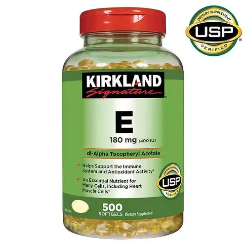 KIRKLAND SIGNATURE VITAMIN E 400 I.U. 500 SOFTGELS .