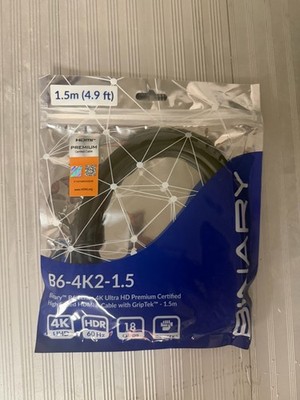 Binary B6 Series 4K Ultra HD Premium Certified GripTek HDMI Cable 1.5m (4.9 Ft)