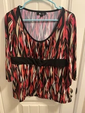 AB Studio XL Top Stretch Blouse 3/4 Sleeve Shirt