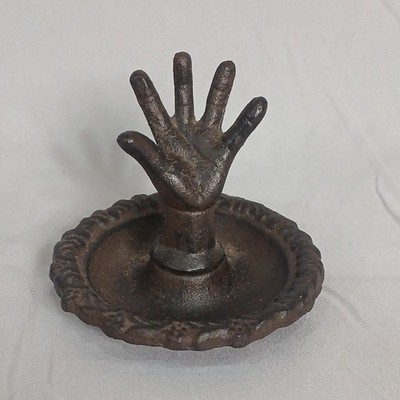 Cast Iron Hand Shaped Ring Holder Dish, Approx. 3 Inches Tall