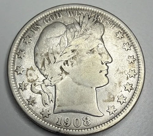 1908- O Barber Silver Half Dollar A22
