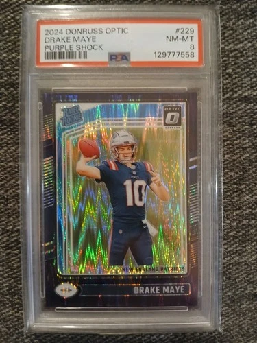 2024 Donruss RatedRookie *Optic Purple Shock* Drake Maye #229 RC PSA 8 NM-MT 🔥