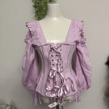 Subculture Baby Pink  Coquette Corset Ribbon Lace Size 28 