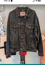 1990s Vintage Levis Mens Black Denim Jacket S...