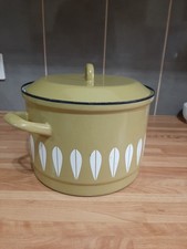 VINTAGE RETRO CATHERINE HOLM OLIVE GREEN LOTUS LEAF  STOCKPOT COOKING  SAUCEPAN