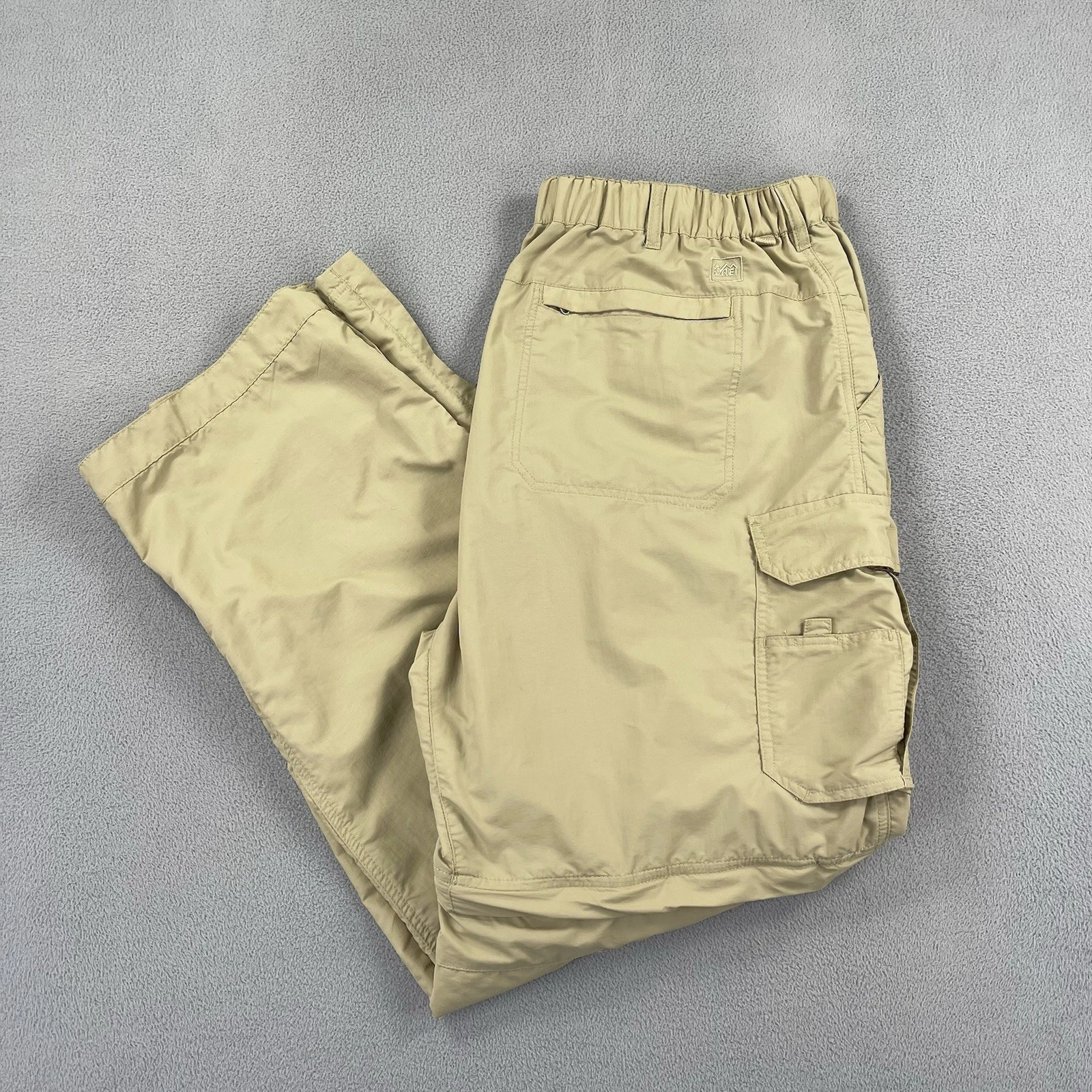 REI Pants Mens XL Beige Convertible Packable Outdoor Hiking Nylon Lightweight