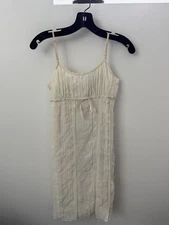 Vintage Ivory Midi Babydoll Dress. Can Be Worn As A Slip to Sleep One Size Fits