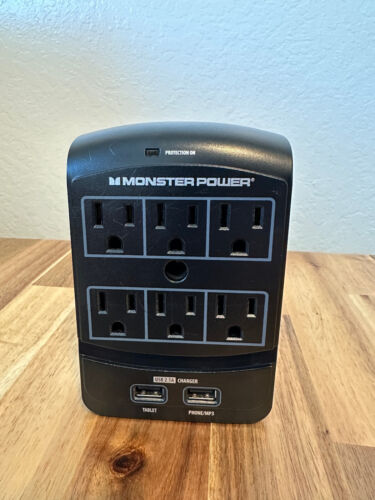 Monster Surge Protector 6 Outlet Wall Tap w/ 2 USB Ports – Charging Hub Used